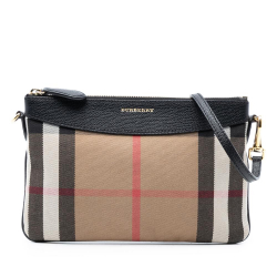 Burberry B Burberry Brown Light Brown Canvas Fabric Mega Check Peyton Crossbody Romania