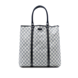 Gucci AB Gucci Brown Beige Coated Canvas Fabric GG Supreme Joy Vertical Tote Italy