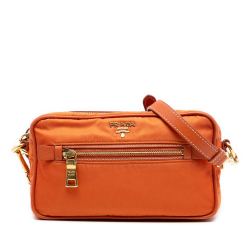 Prada B Prada Orange Nylon Fabric Small Tessuto Front Pocket Camera Bag Italy
