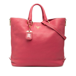Prada AB Prada Pink Blush Calf Leather Vitello Daino Side Zip Convertible Tote Italy