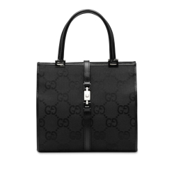 Gucci B Gucci Black Canvas Fabric GG Jackie Handbag Italy