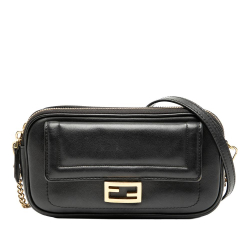 Fendi B Fendi Black Calf Leather Easy 2 Baguette Crossbody Italy
