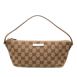 Gucci B Gucci Brown Beige Canvas Fabric GG Boat Italy
