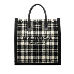 Saint Laurent B Saint Laurent Black Wool Fabric Plaid Rive Gauche North South Tote Italy