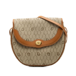 Christian Dior B Dior Brown Beige Canvas Fabric Honeycomb Crossbody France