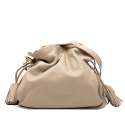 Loewe B LOEWE Brown Light Beige Calf Leather Nappa Flamenco Tassel 30 Spain