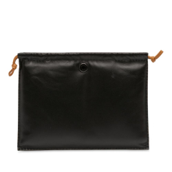 Hermès AB Hermès Black with Brown Lambskin Leather Leather Milo Lambskin Pilo Pouch France