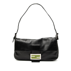 Fendi B Fendi Black Calf Leather Baguette Italy