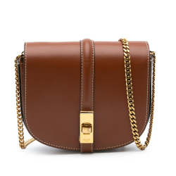 Celine B Celine Brown Calf Leather Small Besace 16 Wallet On Chain Italy