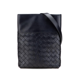 Bottega Veneta B Bottega Veneta Black Nappa Leather Leather Nappa Intrecciato Messenger Bag Italy