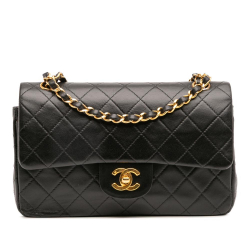 Chanel B Chanel Black Lambskin Leather Leather Small Classic Lambskin Double Flap France