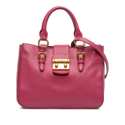 Miu Miu B Miu Miu Pink Dark Pink Goatskin Leather Madras Satchel Turkey