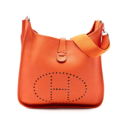 Hermès AB Hermès Orange Calf Leather Clemence Evelyne III GM France