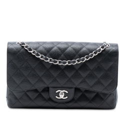 Chanel B Chanel Black Caviar Leather Leather Jumbo Classic Caviar Double Flap Italy