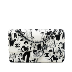 Chanel B Chanel White with Black Canvas Fabric Medium Classic Coco Mademoiselle Double Flap France