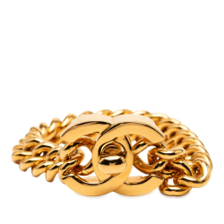 Chanel AB Chanel Gold Gold Plated Metal CC Turn Lock Bracelet France