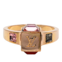 Louis Vuitton B Louis Vuitton Gold Gold Plated Metal Crystal Gamble Cocktail Ring M France