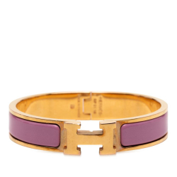 Hermès B Hermès Purple with Gold Enamel Other Narrow Clic H Bracelet PM France