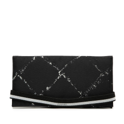 Chanel AB Chanel Black Nylon Fabric Old Travel Line Bifold Long Wallet France