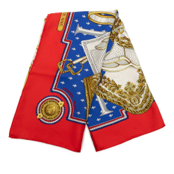 Hermès AB Hermès Blue Silk Fabric Selles a Housse Scarf 90 France