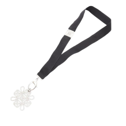 Chanel AB Chanel Silver with Black Stainless Steel Metal Crystal CC Cross Lanyard Necklace France