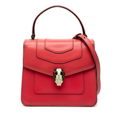 Bvlgari B Bvlgari Red Calf Leather Small skin Serpenti Forever Top Handle Bag Italy