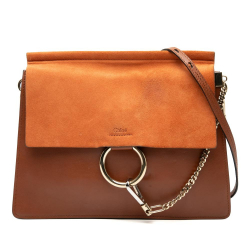 Chloé B Chloé Brown Calf Leather Medium skin and Suede Faye Crossbody Italy