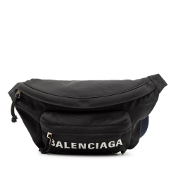 Balenciaga AB Balenciaga Black Nylon Fabric Logo Wheel Belt Bag Italy