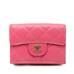 Chanel B Chanel Pink Caviar Leather Leather CC Quilted Caviar Compact Flap Wallet Italy