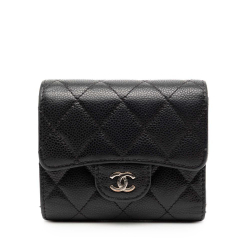 Chanel B Chanel Black Caviar Leather Leather Classic Caviar Trifold Flap Wallet Spain
