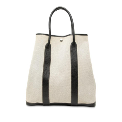 Hermès B Hermès Brown Beige with Black Canvas Fabric Toile and Buffalo Leather Garden File 37 France