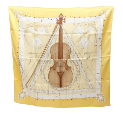 Hermès AB Hermès Yellow Silk Fabric La Musique des Spheres Scarf 90 France