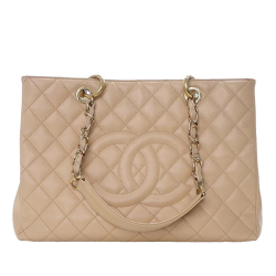 Chanel AB Chanel Brown Beige Caviar Leather Leather Caviar Grand Shopping Tote Italy