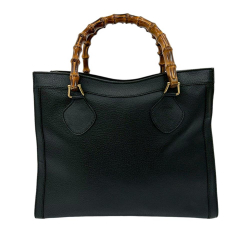 Gucci AB Gucci Black Calf Leather Medium Bamboo Diana Tote Italy