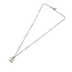 Chanel AB Chanel Silver Silver Plated Metal CC Rhinestone Pendant Necklace France