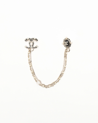 Chanel Coco Mark Rhinestone Pearl Pin Brooch