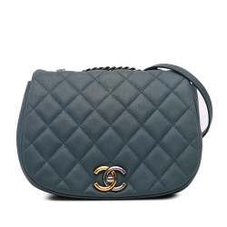 Chanel B Chanel Blue Navy Caviar Leather Leather Small Quilted Caviar Casual Pocket Flap Italy