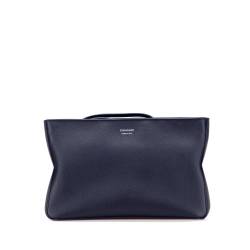 Ferragamo AB Ferragamo Blue Navy Calf Leather Soft Pouch Italy