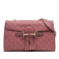 Gucci B Gucci Pink Calf Leather Medium Guccissima Emily Shoulder Bag Italy