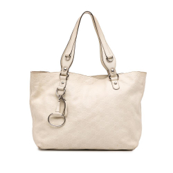 Gucci B Gucci White Calf Leather Guccissima Icon Bit Tote Italy