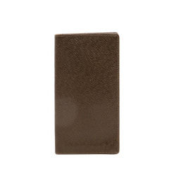 Louis Vuitton B Louis Vuitton Brown Taiga Leather Leather Taiga Checkbook Wallet France
