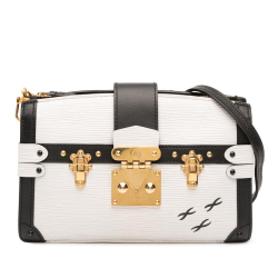 Louis Vuitton B Louis Vuitton White with Black Epi Leather Leather Epi Trunk Clutch France