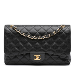 Chanel B Chanel Black Caviar Leather Leather Jumbo Classic Caviar Double Flap Italy