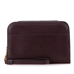 Louis Vuitton B Louis Vuitton Red Bordeaux Taiga Leather Leather Taiga Pochette Baikal France