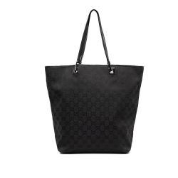 Gucci B Gucci Black Canvas Fabric GG Web Tote Italy