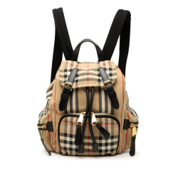 Burberry B Burberry Brown Beige Canvas Fabric House Check Backpack Italy