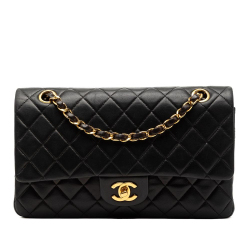 Chanel B Chanel Black Lambskin Leather Leather Medium Classic Lambskin Double Flap France