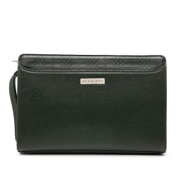 Burberry B Burberry Green Dark Green Calf Leather Clutch United Kingdom
