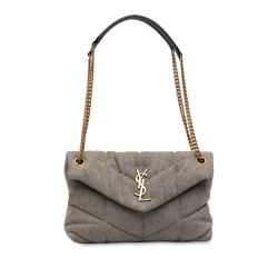 Saint Laurent AB Saint Laurent Gray Denim Fabric Small LouLou Puffer Italy