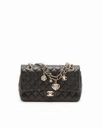Chanel Classic Medium Valentines Heart Charm Single Flap Bag